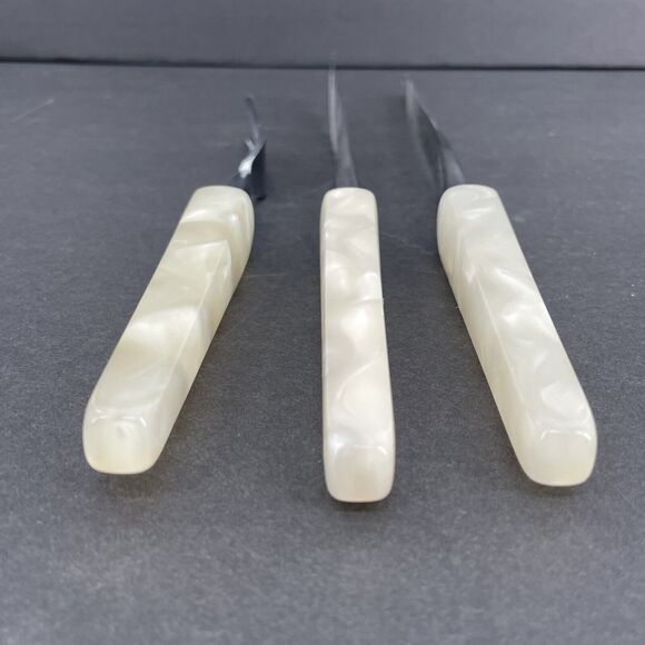 Town & Country Washington Forge 3 pc Carving Set Lucite Swirl Handles Fleetwood - Picture 9 of 16